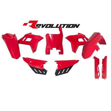 Фото Комплект пластика RTECH Revolution, красный, CRF250 22-24, CRF450 21-24 (+защита передней вилки)