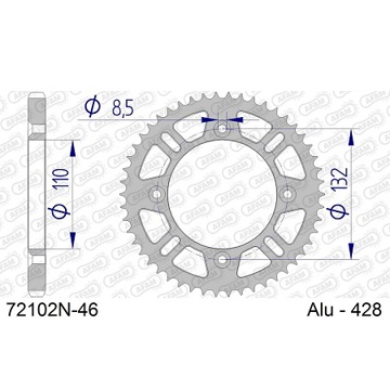 Фото Задняя шестерня, алюминиевая AFAM, серебристая, 428-49T, SX85 01-, TC85 14-, MC85 21-