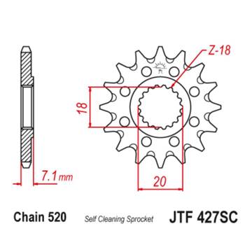 Фото Звезда передняя самоочищающаяся 520-12T JT, Suzuki RM125 80-12, RMZ250 07-12