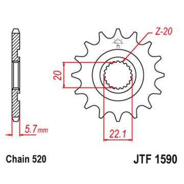 Фото Звезда передняя 520-12T JT, Yamaha YZ125 05-, YZF250 01-, WR250F 01-10