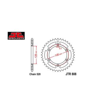 Фото Звезда задняя стальная серебристая 520-52T JT, Suzuki RMZ450 05-25, RMZ250 07-25, RM250 81-12, RM125 81-12