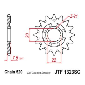 Фото Звезда передняя 520-14T JT, Honda CR125 04-07, CRF250 03-17