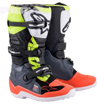 Фото Детские мото ботинки ALPINESTARS Tech7S, чёрные/красные/жёлтые, размер 5(38)