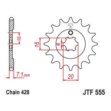 Фото Звезда передняя 428-14T JT, Kawasaki KX65 00-20, KX85 01-20