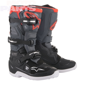 Фото Детские мото ботинки ALPINESTARS Tech7S, серые/чёрные/красные, размер 8(42)