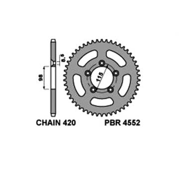 Фото Звезда задняя, алюминиевая серебристая 420-48T PBR, KTM SX65 02-25, Husqvarna TC65 17-25, GasGas MC65 21-25