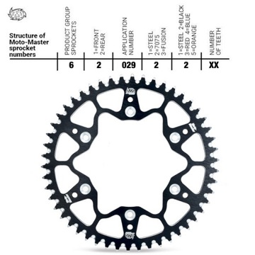 Фото Задняя шестерня, алюминиевая 415-44T черная, Moto-Master, SX50 14-26, TC50 17-26, MC50 21-26