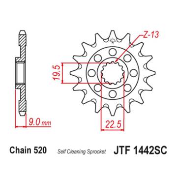 Фото Звезда передняя 520-13T JT, Suzuki RMZ250 13-25