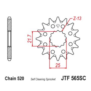 Фото Звезда передняя 520-12T JT, Kawasaki KX250 99-08, Yamaha WR450F 03-22, YZ250 05-24