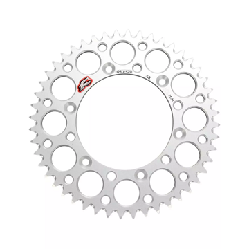 Фото Звезда задняя алюминиевая серебристая 520-49T Renthal, Suzuki RMZ450 05-25, RMZ250 07-25, RM250 81-12, RM125 81-12