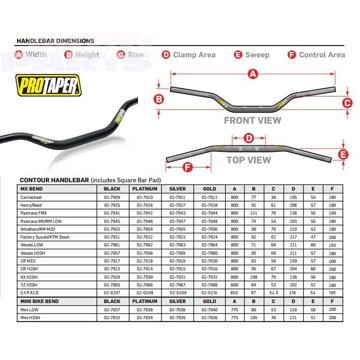 Фото Руль PRO TAPER Contour (Woods Low), чёрный, Д28.6мм (ширина 800мм)