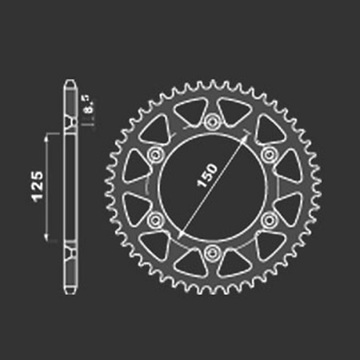 Фото Звезда задняя 520-49T, модиф. стальная чёрная PBR, KTM SX(F)/EXC(F) 125-505 01-25, Husqvarna TC/FE/TE 125-450 14-25, GasGas EX/MC/EX 125-450 21-25