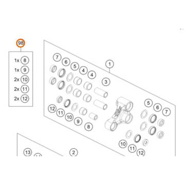 Фото Ремкомплект треугольника прогрессии на переднее ухо (OEM) KTM SX/SXF125-450 25-