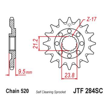 Фото Звезда передняя 520-14T JT, Honda CR250 92-07, CRF250 21-24, CRF450 02-24